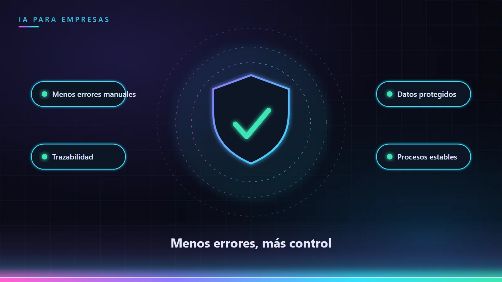 Escudo luminoso que simboliza el control y la reducción de errores