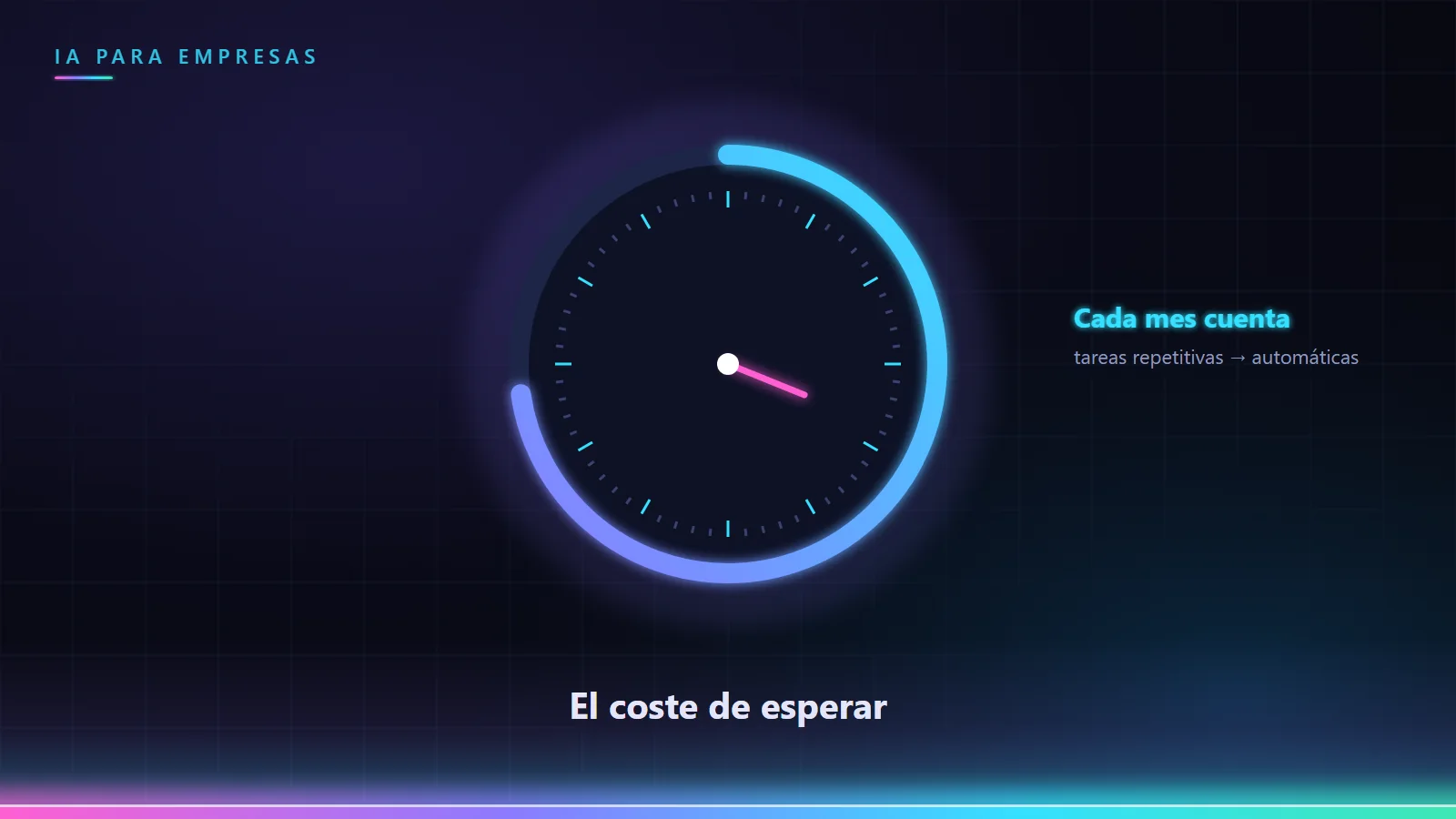 Reloj con un anillo de energía que simboliza el coste del tiempo perdido